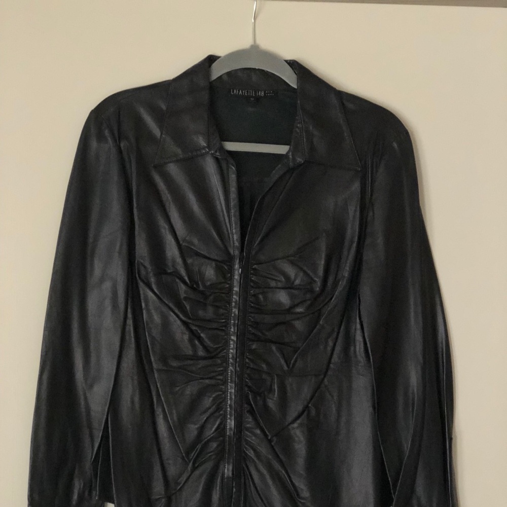 Lafayette 148 leather blouse